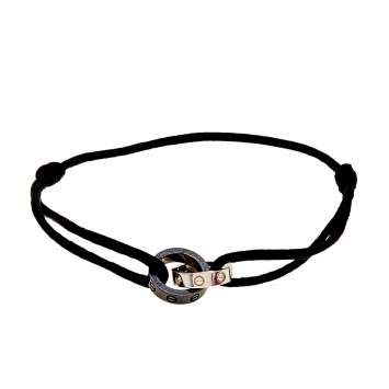 Pre Owned Cartier Love Diamond Ceramic 18K White Gold Adjustable Cord Bracelet 
