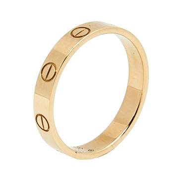 Pre Owned Cartier Love 18k Rose Gold Narrow Wedding Band Ring Size 56