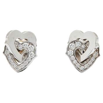 Pre Owned Cartier C Hearts De Cartier 18k White Gold Stud Earrings