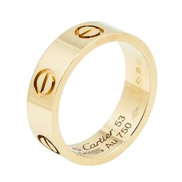Pre Owned Cartier Love 18k Yellow Gold Band Ring Size 53