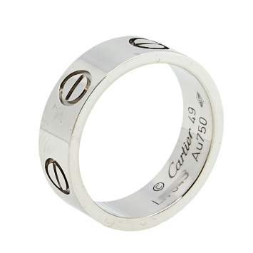 Pre Owned Cartier Love 18K White Gold Band Ring Size 49