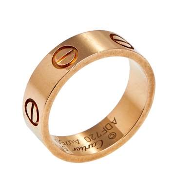 Pre Owned Cartier Love 18K Rose Gold Band Ring Size 51