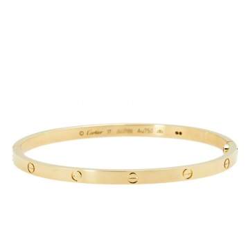 Pre Owned Cartier Love 18k Yellow Gold Narrow Bracelet 17