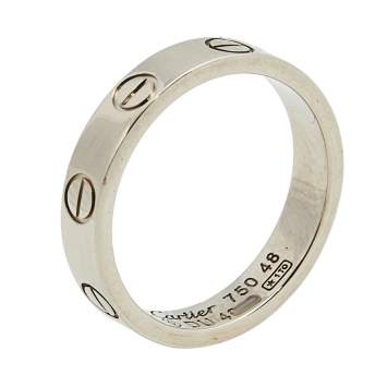 Pre Owned Cartier Love 18k White Gold Narrow Wedding Band Ring Size 48