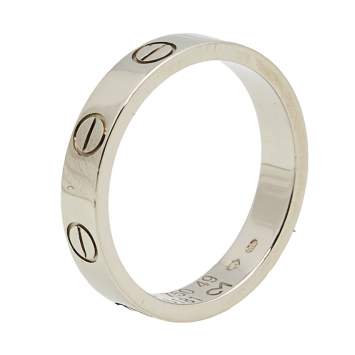 Pre Owned Cartier Love 18k White Gold Narrow Wedding Band Ring Size 49