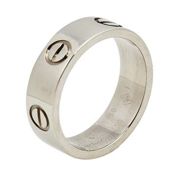 Pre Owned Cartier Love 18K White Gold Band Ring Size 50