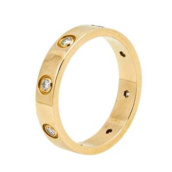Pre Owned Cartier Love 8 Diamonds 18k Yellow Gold Band Ring Size 52