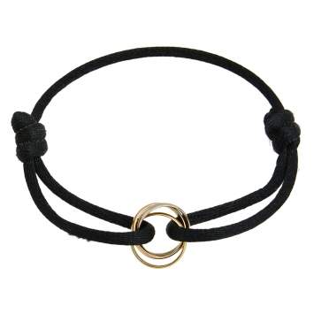 Pre Owned Cartier Trinity de Cartier 18k Three Tone Gold Black Adjustable Cord Bracelet