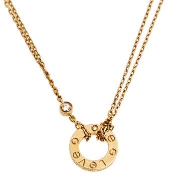 Pre Owned Cartier Love Diamond 18k Rose Gold Necklace