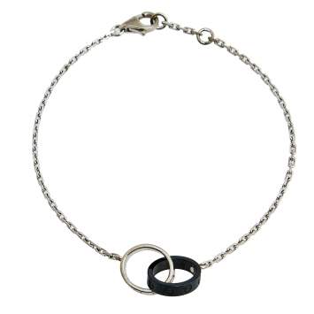 Pre Owned Cartier Love Interlocking Loop Black Ceramic 18k White Gold Bracelet