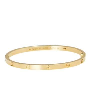 Pre Owned Cartier Love 18k Yellow Gold Narrow Bracelet 17