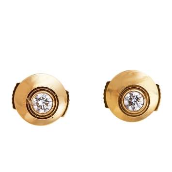Pre Owned Cartier Diamant Legers Diamond 18k Rose Gold Stud Earrings