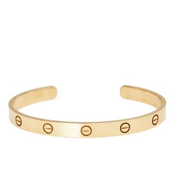 Pre Owned Cartier Love 18k Rose Gold Open Cuff Bracelet 19