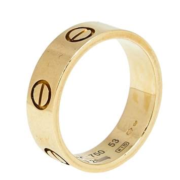 Pre Owned Cartier Love 18k Yellow Gold Band Ring Size 53