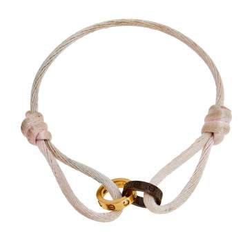 Pre Owned Cartier Love Brown Ceramic Diamonds 18k Rose Gold Adjustable Cord Bracelet