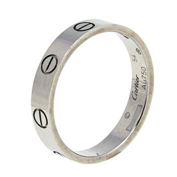 Pre Owned Cartier Love 18k White Gold Narrow Wedding Band Ring Size 54