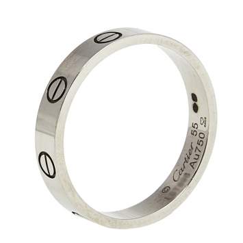Pre Owned Cartier Love 18k White Gold Narrow Wedding Band Ring Size 55