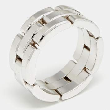 Pre Owned Cartier Vintage Maillon Panthere 18k White Gold Band Ring Size 53