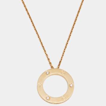 Pre Owned Cartier Love 3 Diamond 18k Yellow Gold Necklace