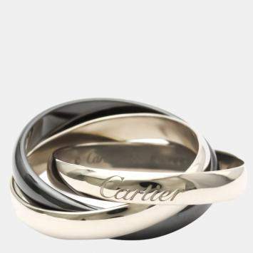 Pre Owned Cartier Trinity 18K White Gold Ceramic Ring EU 55