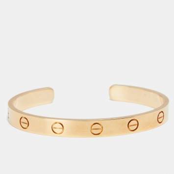 Pre Owned Cartier Love 18k Yellow Gold Open Cuff Bracelet 16