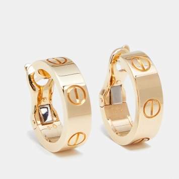 Pre Owned Cartier Love 18K Yellow Gold Hoop Earrings 