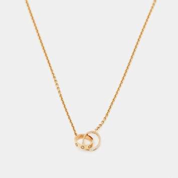 Pre Owned Cartier Love Interlocking 2 Loops 18K Rose Gold Pendant Necklace