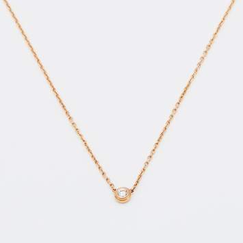 Pre Owned Cartier D'Amour Diamond 18K Rose Gold XS Model Necklace 