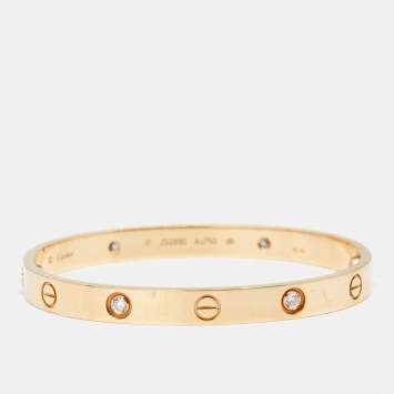 Pre Owned Cartier Love 4 Diamond 18K Yellow Gold Bracelet 17