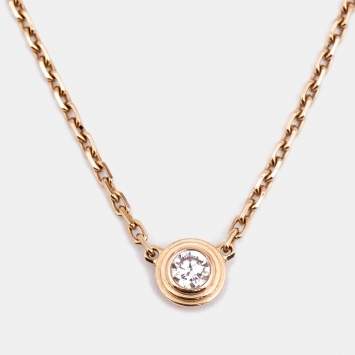 Pre Owned Cartier d'Amour Diamond 18K Rose Gold XS Model Necklace