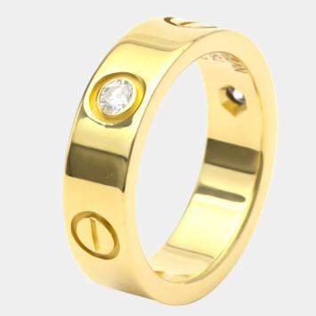 Pre Owned Cartier Love 18K Yellow Gold Diamond Ring EU 53