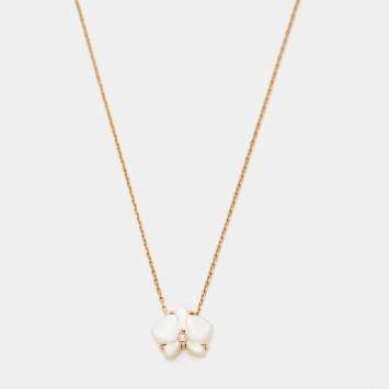 Pre Owned Cartier Caresse d'Orchidees par Cartier Mother of Pearl Diamond 18k Yellow Gold Necklace