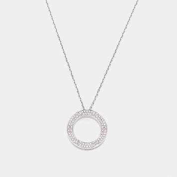 Pre Owned Cartier Love Paved Diamonds 18k White Gold Pendant Necklace