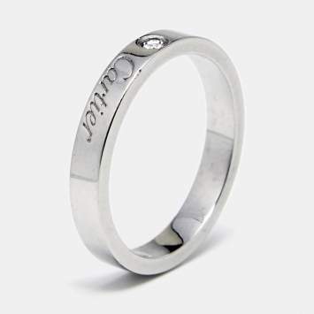 مملوكة مسبقًا Cartier C De Cartier 1 Diamond Platinum Band Ring Size 51