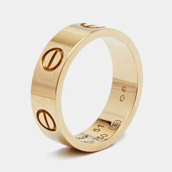 Pre Owned Cartier Love 18k Yellow Gold Band Ring Size 51