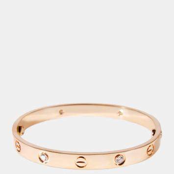 Pre Owned Cartier Love 18K Rose Gold Diamond Bracelet 16