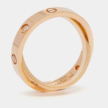 Pre Owned Cartier Love 6 Diamonds 18K Rose Gold Double Band Ring Size 54
