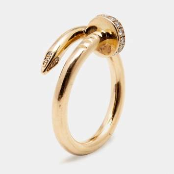 Pre Owned Cartier Juste Un Clou Diamonds 18k Rose Gold Ring Size 54