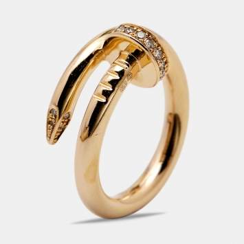 Pre Owned Cartier Juste Un Clou Diamond 18k Rose Gold Ring Size 50