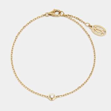 Pre Owned Cartier Diamant Legers Diamond 18k Yellow Gold Small Model Bracelet
