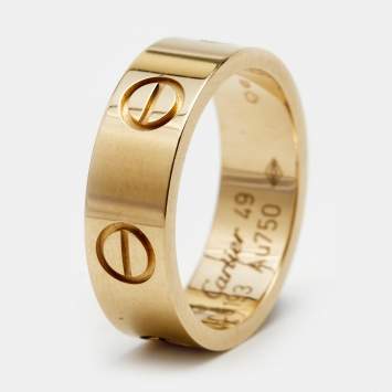 Pre Owned Cartier Love 18k Yellow Gold Band Ring Size 49