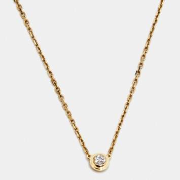 Pre Owned Cartier D'Amour Diamond 18k Yellow Gold XS Model Chain Necklace