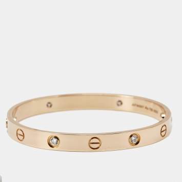 Pre Owned Cartier Love 4 Diamond 18K Rose Gold Bracelet 16