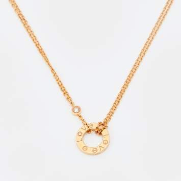 Pre Owned Cartier Love Diamonds 18k Rose Gold Necklace