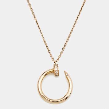 Pre Owned Cartier Juste Un Clou Diamonds 18k Rose Gold Necklace