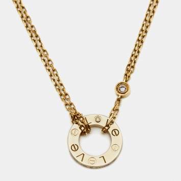 Pre Owned Cartier Love Diamond 18k Yellow Gold Necklace
