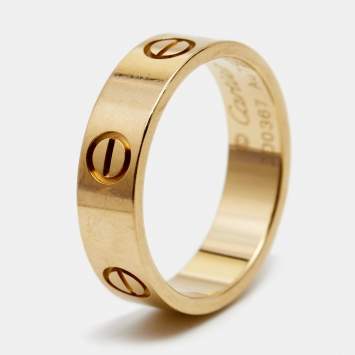 Pre Owned Cartier Love 18K Yellow Gold Band Ring Size 58