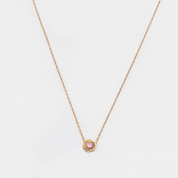 Pre Owned Cartier Trinity Pink Sapphire 18k Three Tone Gold Necklace