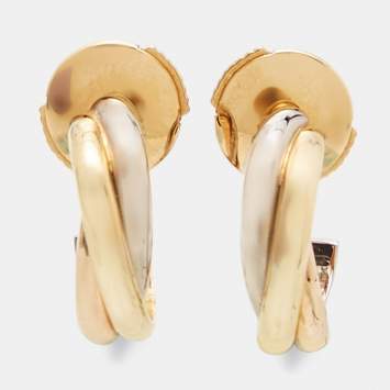 Pre Owned Cartier Trinity 18k Three Tone Gold Earrings