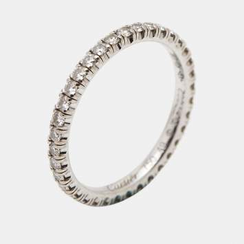 Pre Owned Cartier Étincelle de Cartier Diamond 18k White Gold Wedding Band Ring Size 49
